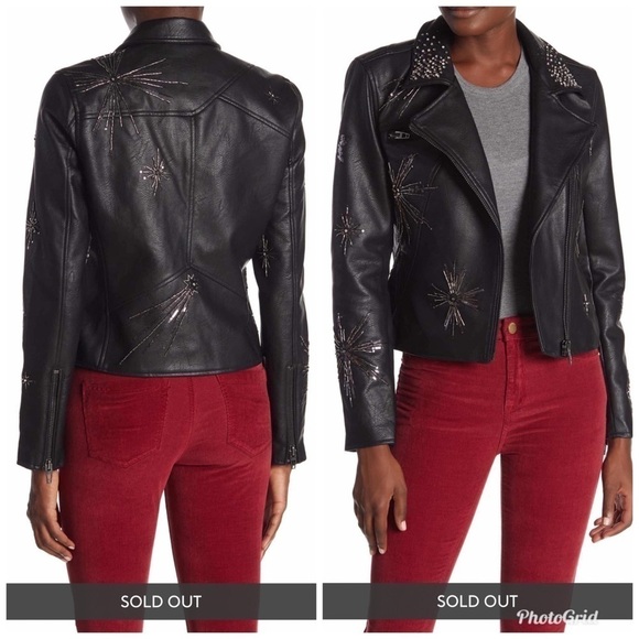 Blank NYC Embellished Star Struck Vegan Leather Moto Jacket - Picture 7 of 12